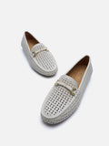 PAZZION, Haider Woven Perforated Loafers, Beige