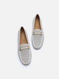 PAZZION, Haider Woven Perforated Loafers, Beige