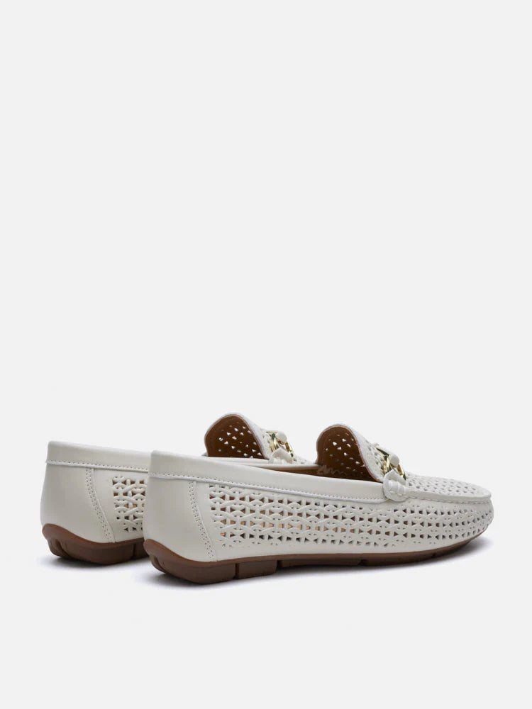 PAZZION, Haider Woven Perforated Loafers, Beige