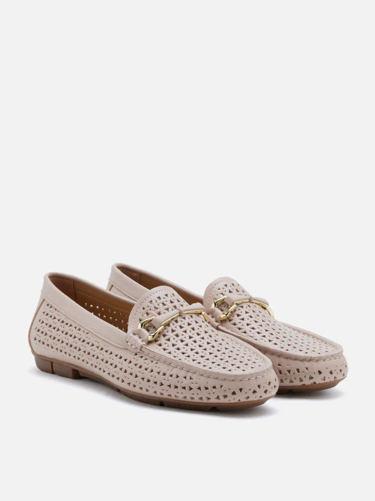 PAZZION, Haider Woven Perforated Loafers, Pink