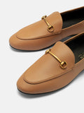 PAZZION, Isabeau Metal Buckle Loafers, Camel
