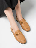 PAZZION, Isabeau Metal Buckle Loafers, Camel