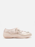 PAZZION, Isabeli Crystal-Embellished Lace-Up Sneakers, Pink