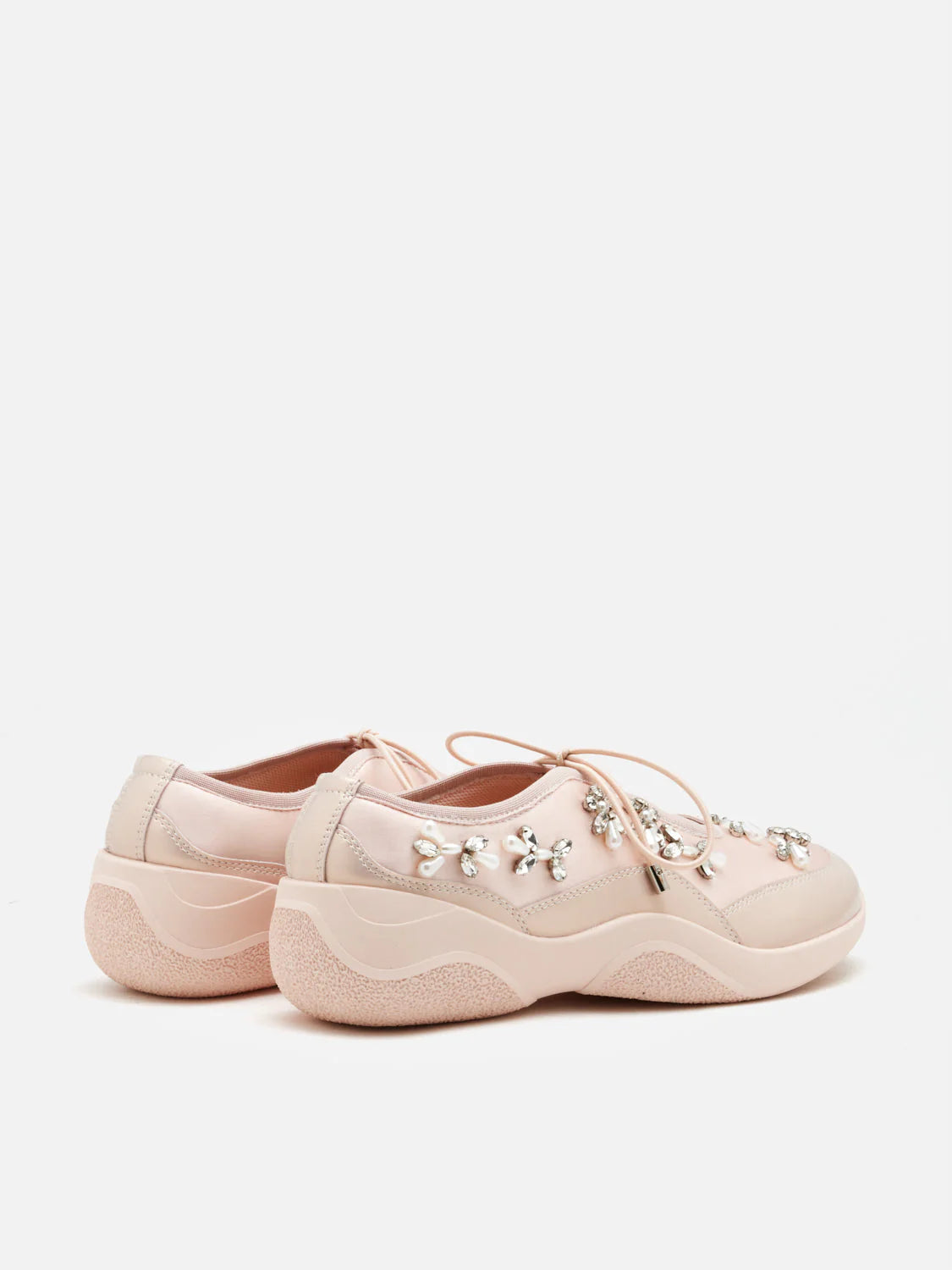 PAZZION, Isabeli Crystal-Embellished Lace-Up Sneakers, Pink