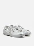PAZZION, Isabeli Crystal-Embellished Lace-Up Sneakers, Silver