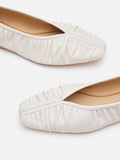PAZZION, Isabella Gathered Ruched Flats, Beige