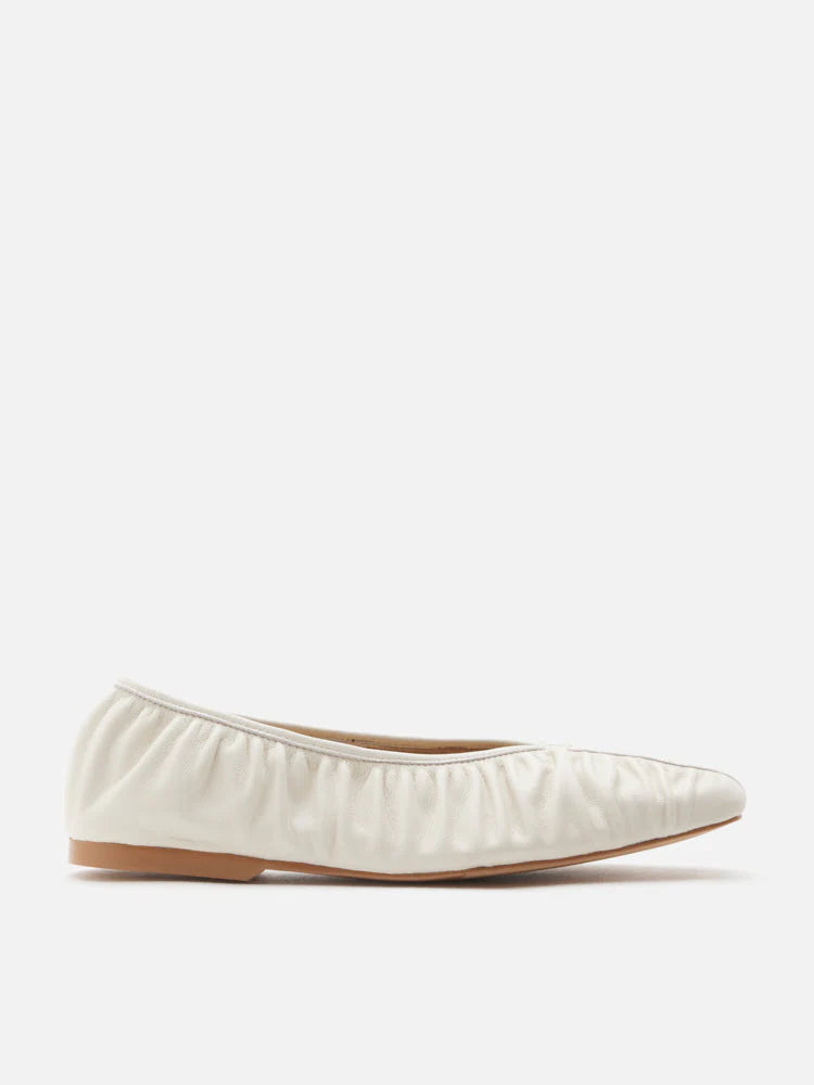 PAZZION, Isabella Gathered Ruched Flats, Beige