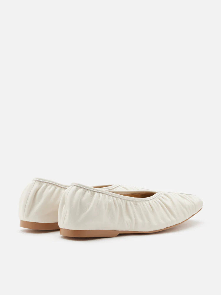 PAZZION, Isabella Gathered Ruched Flats, Beige