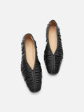 PAZZION, Isabella Gathered Ruched Flats, Black