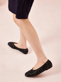 PAZZION, Isabella Gathered Ruched Flats, Black