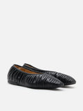 PAZZION, Isabella Gathered Ruched Flats, Black