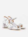 Kit Metallic Woven Strap Sandal Heels