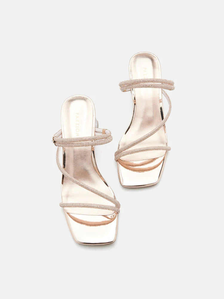 PAZZION, Lola Crystal Strap Wedges, Champagne