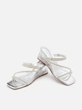 PAZZION, Lola Crystal Strap Wedges, Silver