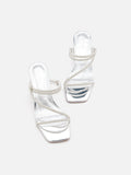 PAZZION, Lola Crystal Strap Wedges, Silver