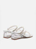 PAZZION, Lola Crystal Strap Wedges, Silver