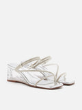 PAZZION, Lola Crystal Strap Wedges, Silver