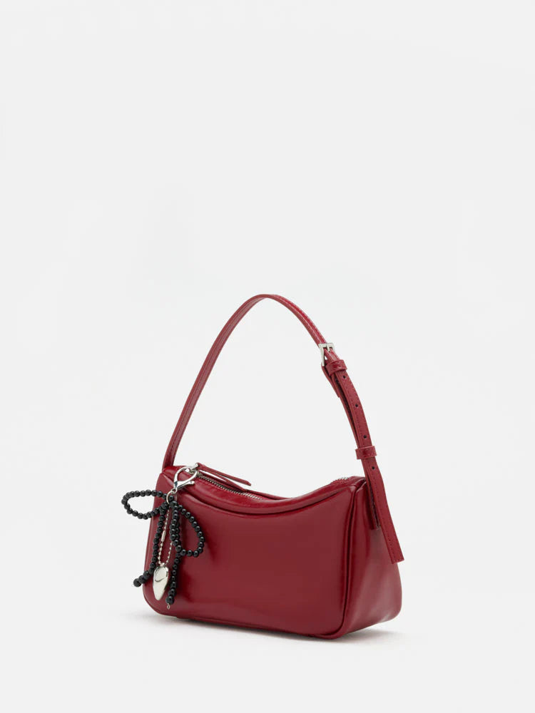 PAZZION, Luna Bow-Charm Slouchy Bag, Red