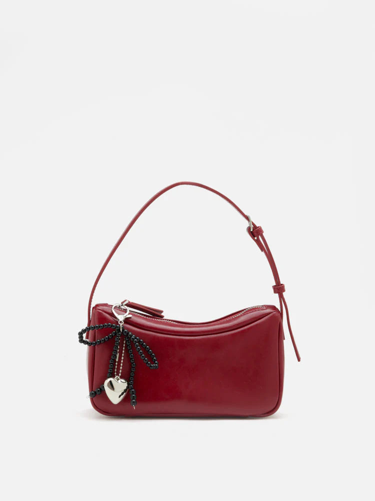 PAZZION, Luna Bow-Charm Slouchy Bag, Red