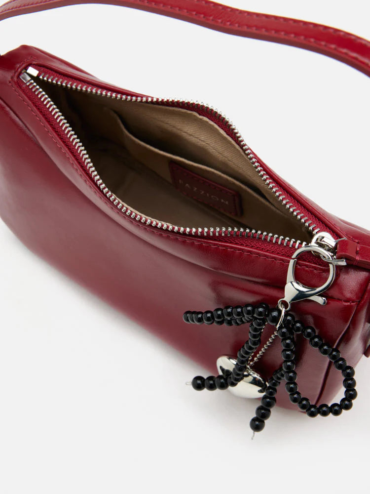 PAZZION, Luna Bow-Charm Slouchy Bag, Red