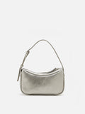 PAZZION, Luna Bow-Charm Slouchy Bag, Silver