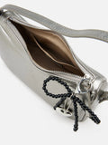 PAZZION, Luna Bow-Charm Slouchy Bag, Silver