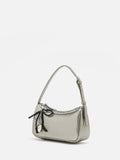 PAZZION, Luna Bow-Charm Slouchy Bag, Silver