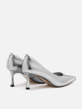 PAZZION, Marcie Metallic Pointed Toe Heels, Silver