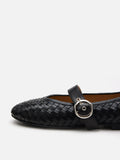 PAZZION, Marin Woven Mary Jane Flats, Black