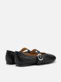 PAZZION, Marin Woven Mary Jane Flats, Black