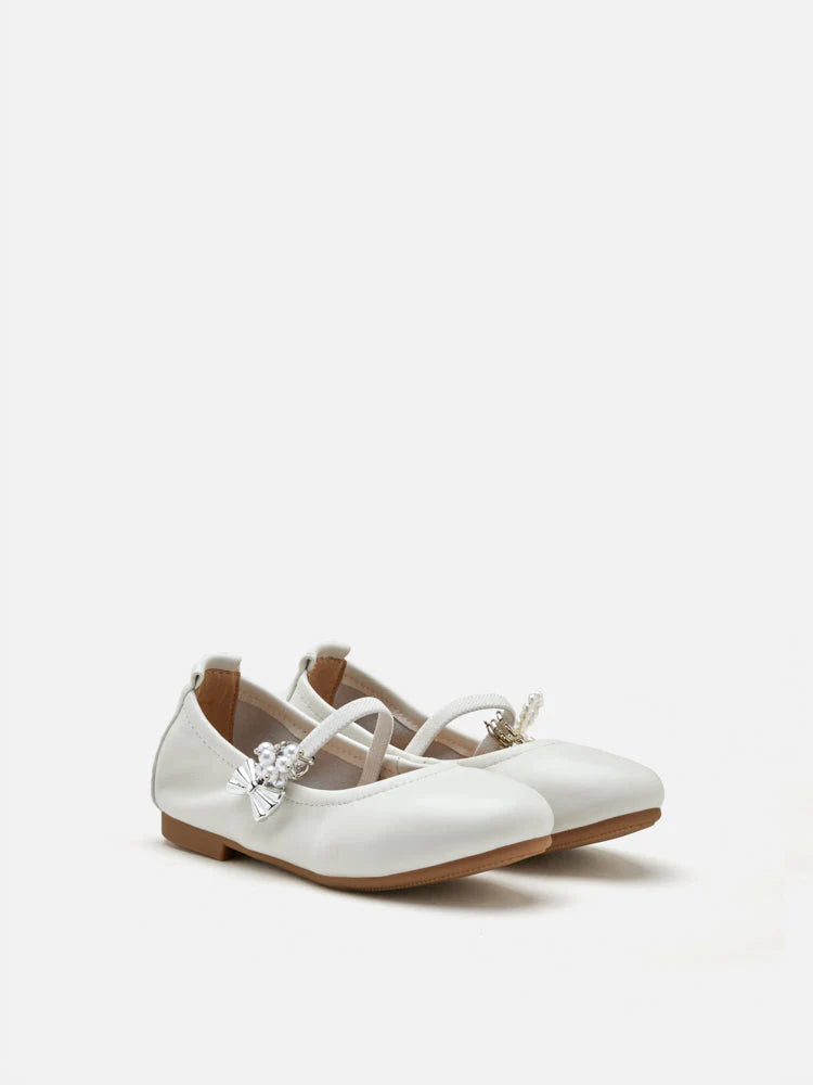 PAZZION, Mini Cheryl Charm Mary Janes, White