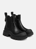 PAZZION, Natalya Leather Ankle Boots, Black