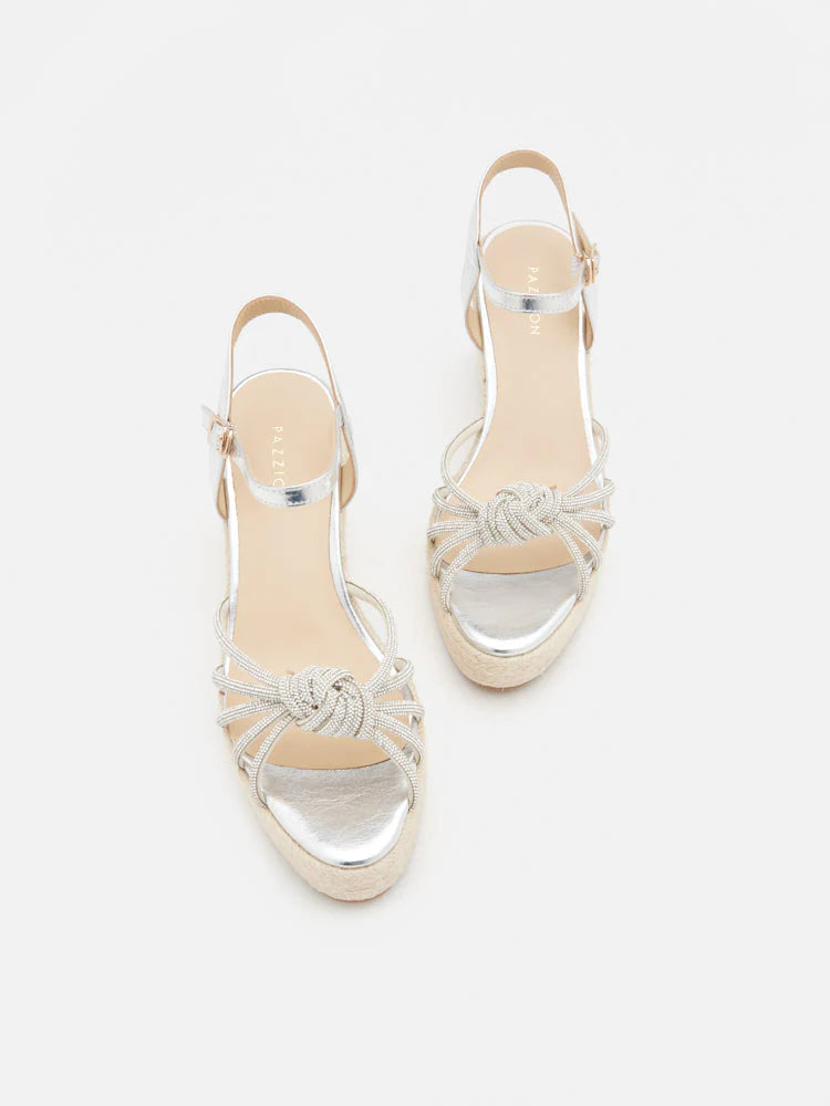 PAZZION, Olivier Crystal-Knot Wedges, Silver