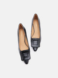 PAZZION, Orelia Square Buckle Pointed Toe Pumps, Black