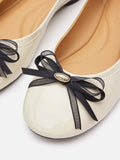 PAZZION, Pia Patent Accented Bow Flats, Beige