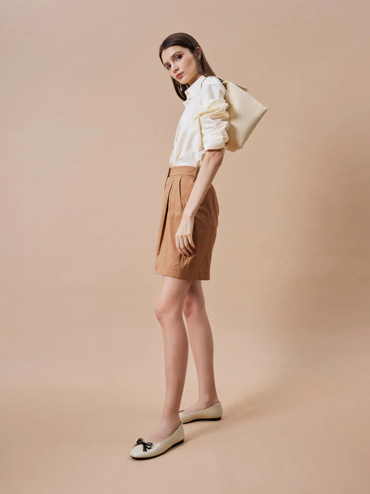 PAZZION, Pia Patent Accented Bow Flats, Beige