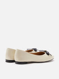 PAZZION, Pia Patent Accented Bow Flats, Beige