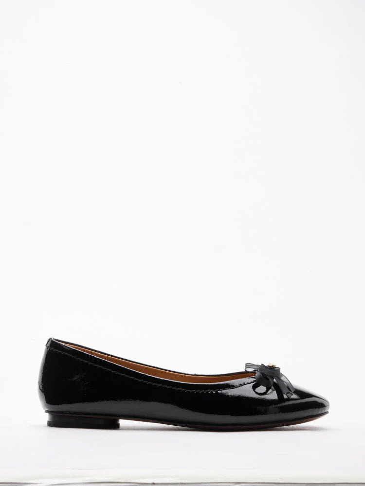 PAZZION, Pia Patent Accented Bow Flats, Black