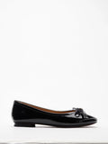 PAZZION, Pia Patent Accented Bow Flats, Black