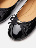 PAZZION, Pia Patent Accented Bow Flats, Black