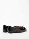 PAZZION, Pia Patent Accented Bow Flats, Black