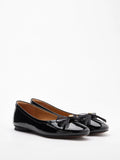 PAZZION, Pia Patent Accented Bow Flats, Black