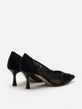 PAZZION, Raena Sequined Mesh Heels, Black