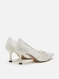 PAZZION, Raena Sequined Mesh Heels, White