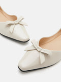 PAZZION, Rosalind Bow-Detailed Patent Leather Flats, Beige