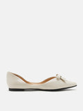 PAZZION, Rosalind Bow-Detailed Patent Leather Flats, Beige