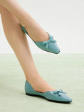PAZZION, Rosalind Bow-Detailed Patent Leather Flats, Blue