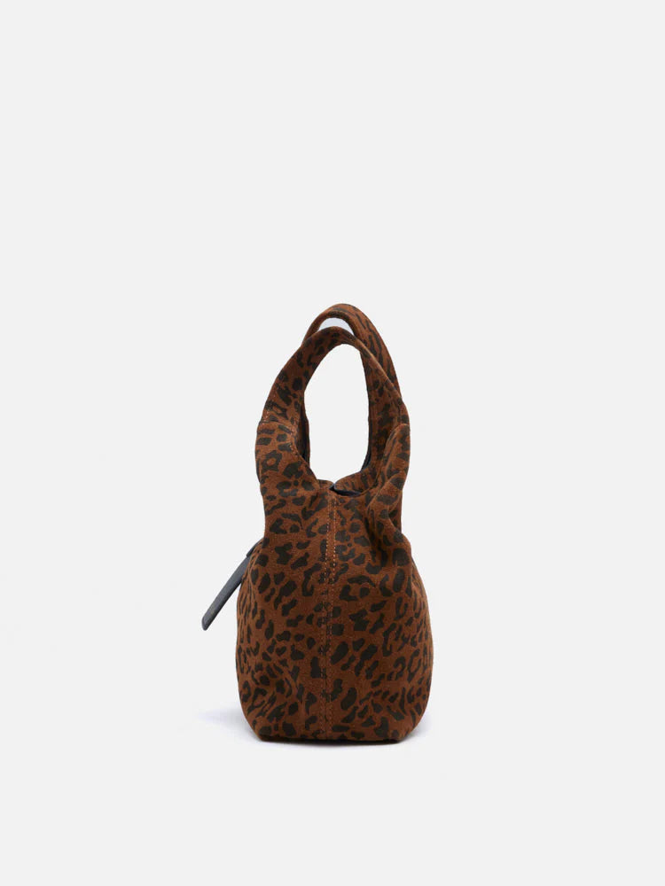 PAZZION, Sable Suede Leopard-Print Bag, Brown