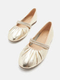 PAZZION, Sarto Crystal Embellished Strapped Mary Janes, Gold
