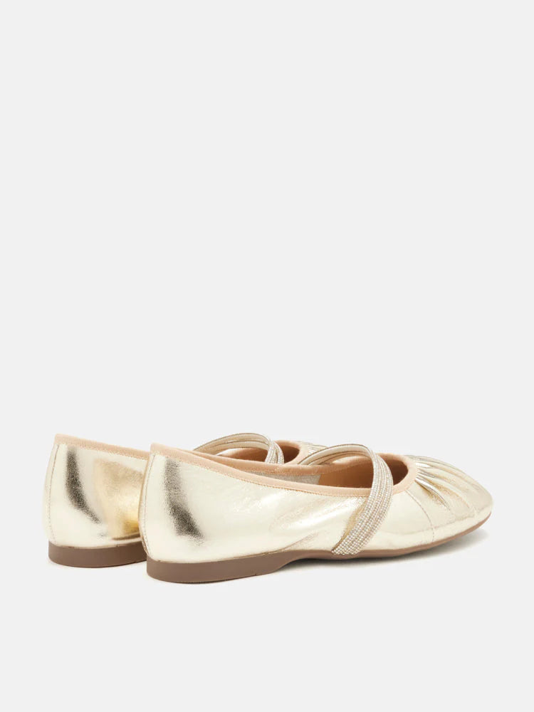 PAZZION, Sarto Crystal Embellished Strapped Mary Janes, Gold